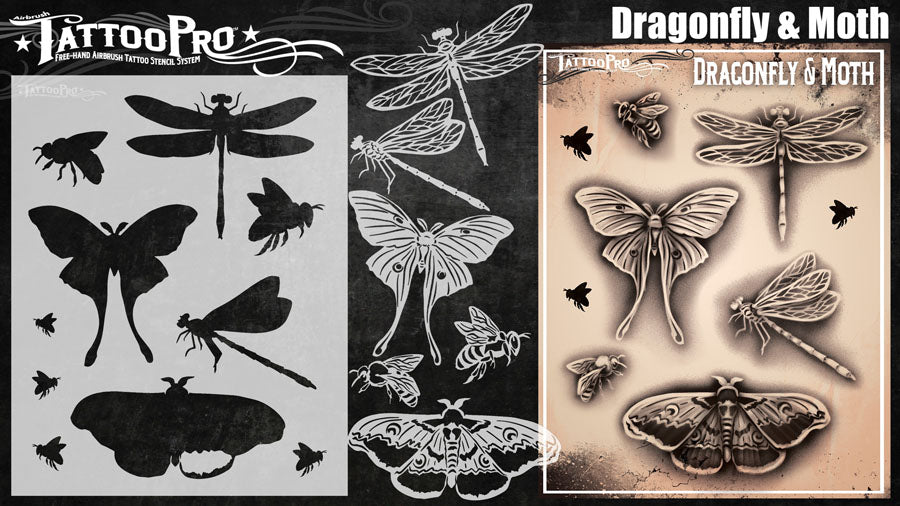 Tattoo Dragonfly & moth