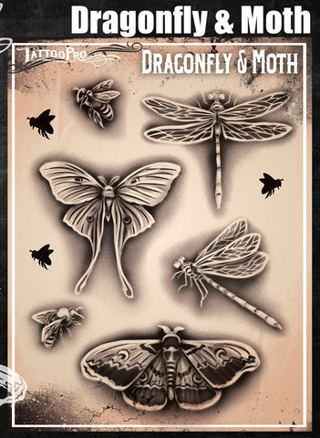 Tattoo Dragonfly & moth